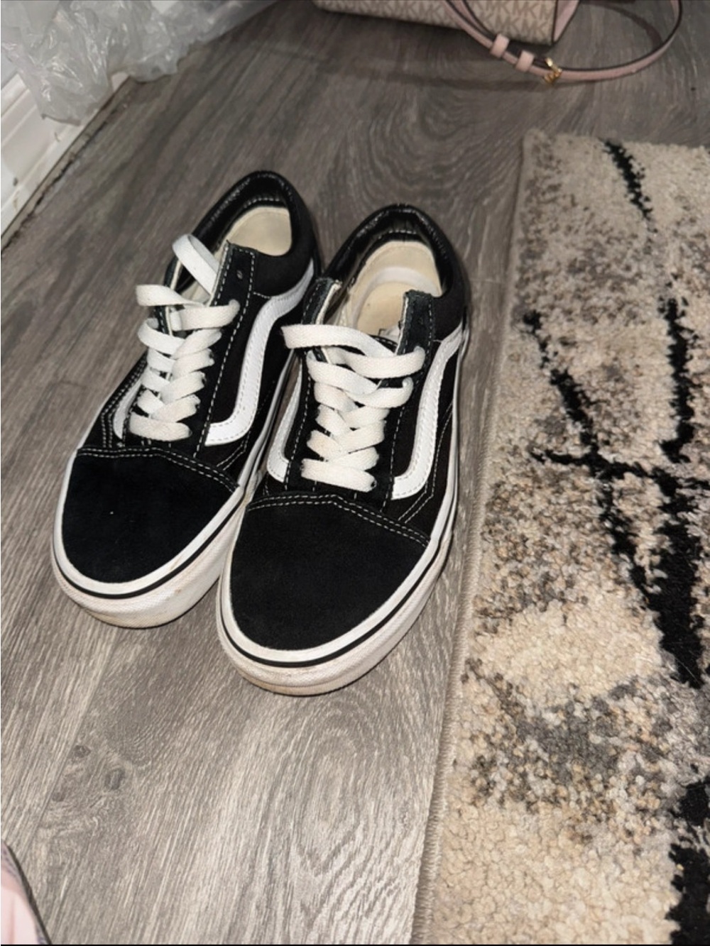 Vans Black and White Kids Low-Top Skate Shoes